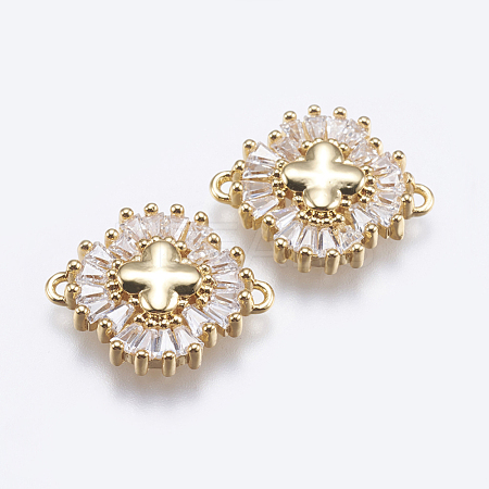Brass Micro Pave Cubic Zirconia Links KK-P137-09G-RS-1