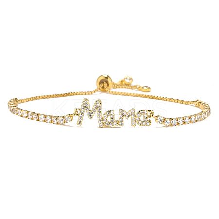 Mother's Day Brass Micro Pave Clear Cubic Zirconia Slider Bracelets FS-WGA4315-05-1