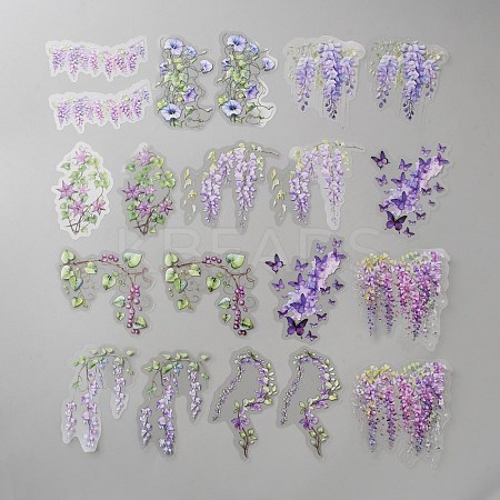 20Pcs Flower PET Decorative Stickers DIY-WH20055-078A-1
