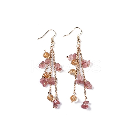 Golden Plated Brass Dangle Earrings EJEW-K275-01G-06-1