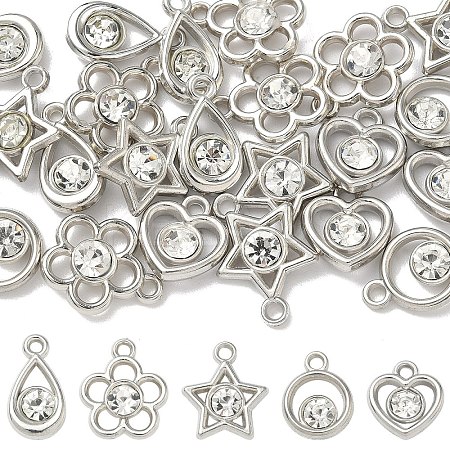 25Pcs 5 Styles Plastic with Resin Rhinestone Pendants FIND-YW0009-87-1