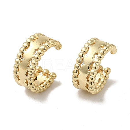 Hamsa Hand Brass Cuff Earrings for Women EJEW-C097-05G-02-1