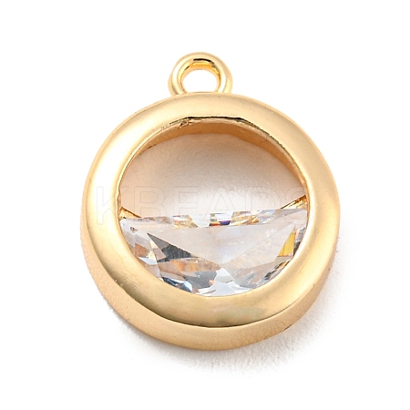 Brass Pave Clear Cubic Zirconia  Charms LS-KK-Q801-02G-1