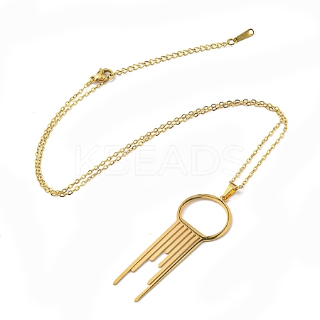 201 Stainless Steel Melting Ring Pendant Necklace with Cable Chains NJEW-Q317-34G-1
