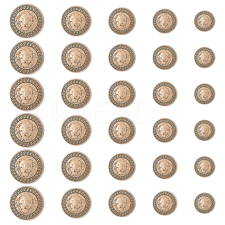 30Pcs 5 Styles Zinc Alloy Buttons BUTT-FH0001-016AG-1