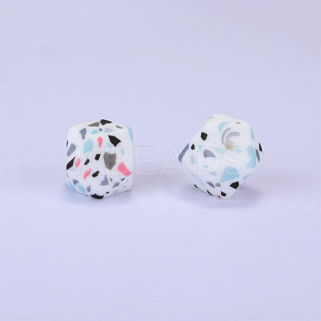 Colorful Pattern Printed Silicone Focal Beads SI-JX0022A-05-1