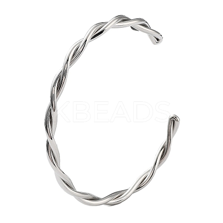 Non-Tarnish 304 Stainless Steel Twisted Rope Cuff Bangles for Women LS-BJEW-P296-01P-1