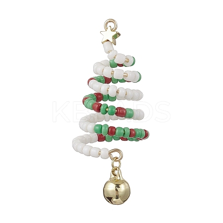 Glass Seed Beaded Christmas Tree Big Pendants PALLOY-TA00330-03-1