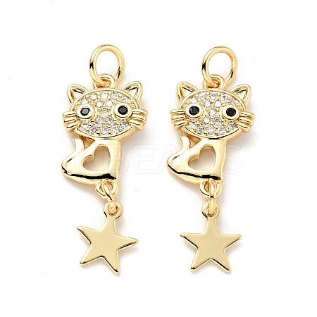 Eco-friendly Brass Micro Pave Clear Cubic Zirconia Pendants KK-D080-40G-1