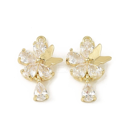 Brass Micro Pave Cubic Zirconia Pendants KK-C107-01G-1