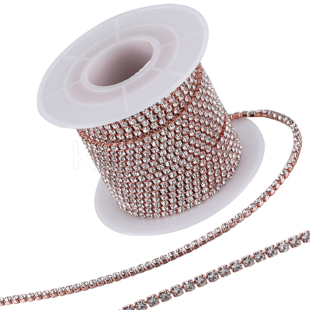 Brass Rhinestone Strass Chains CHC-WH0018-01RG-1