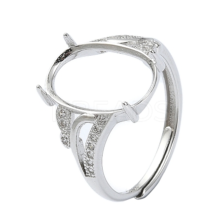 Adjustable 925 Sterling Silver 4 Prongs Ring Settings STER-K179-27P-1
