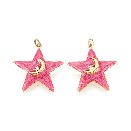 304 Stainless Steel Pave Crystal Rhinestone and Enamel Pendants STAS-T069-76-1