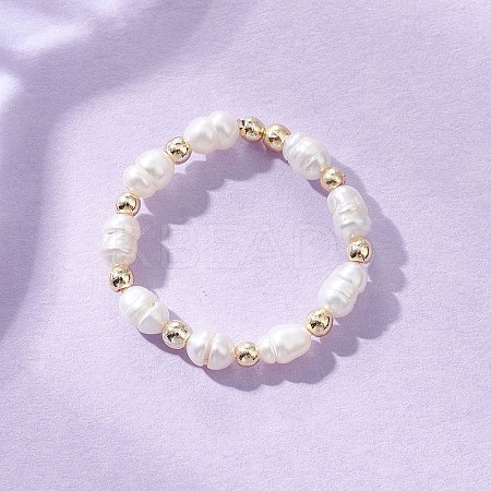 Adjustable Natural Cultured Freshwater Pearl Finger Rings for Women RJEW-JR00993-1