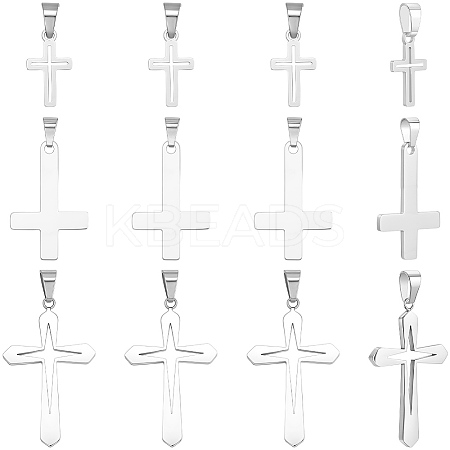 12Pcs 3 Styles 304 Stainless Steel Pendants STAS-BBC0007-24-1