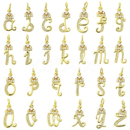 26Pcs 26 Styles Brass Micro Pave Cubic Zirconia Pendants KK-CJ0002-50-1