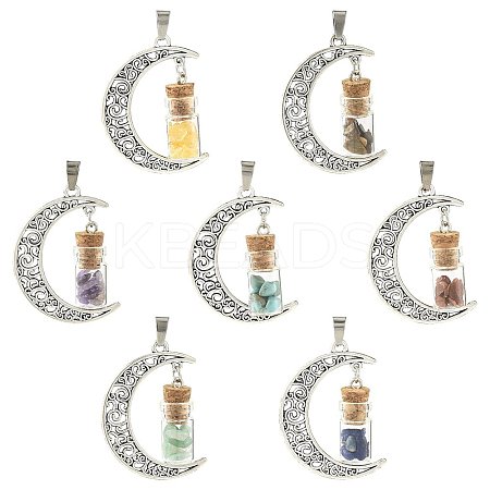 7Pcs Moon Alloy Pendants PALLOY-FS00069-1
