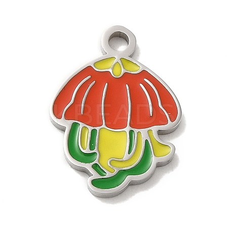304 Stainless Steel Enamel Pendants STAS-Q301-15P-1