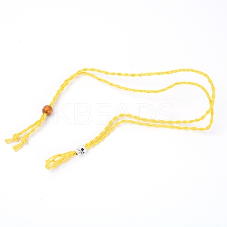 Adjustable Braided Waxed Cord Macrame Pouch Necklace Making MAK-WH0009-02O-1