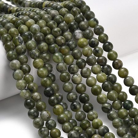 Natural Chinese Jade/Southern Jade Beads Strands G-P626-6mm-01-1