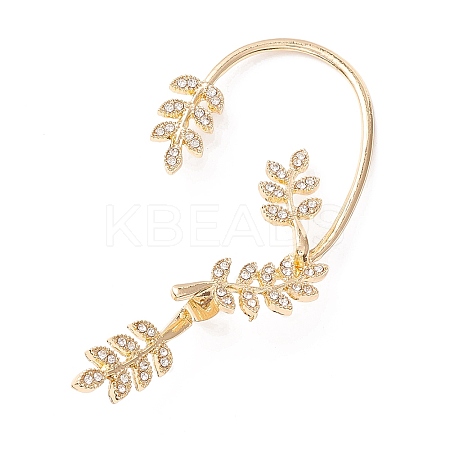 Leaf Crystal Rhinestone Alloy Ear Cuffs with Piercing LS-EJEW-I262-02KCG-1