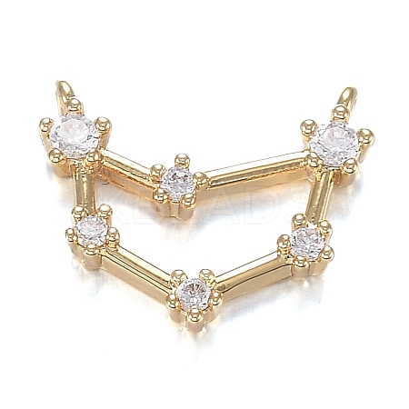 Brass Micro Clear Cubic Zirconia Charms ZIRC-F120-019G-06-1