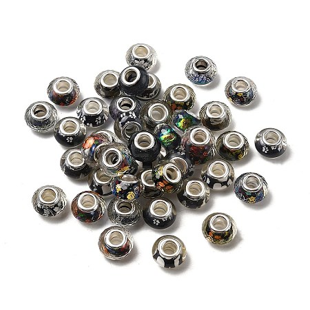 Printed Transparent Resin European Beads RESI-C063-03B-1