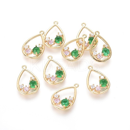 Brass Micro Pave Cubic Zirconia Pendants LS-ZIRC-G151-02G-03-1