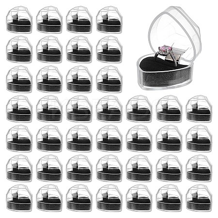 40Pcs Heart Shaped Acrylic Jewelry Ring Storage Boxes CON-PH0003-26-1