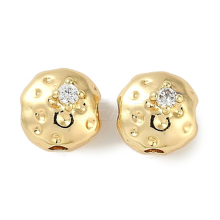 Brass Micro Pave Cubic Zirconia Beads KK-P283-22G-1