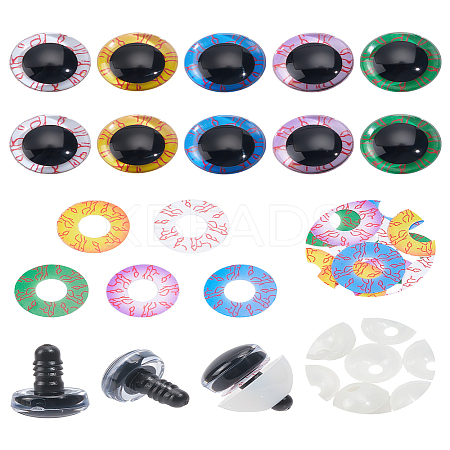 10 Sets 5 Colors Plastic Doll Craft Eyes KY-LP0001-01-1