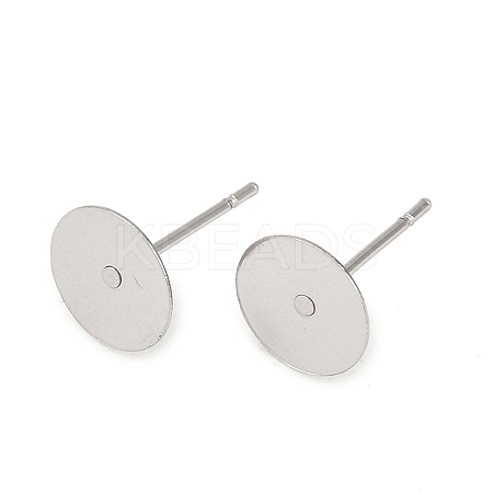 Non-Tarnish 304 Stainless Steel Flat Round Blank Peg Stud Earring Findings LS-A-STAS-S028-37-1