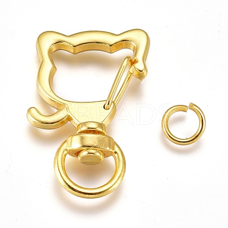 Alloy Swivel Lobster Clasps X-KEYC-WH0016-37G-1