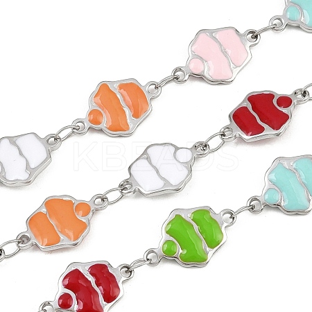 304 Stainless Steel Enamel Cake Link Chains CHS-F023-01B-P-1