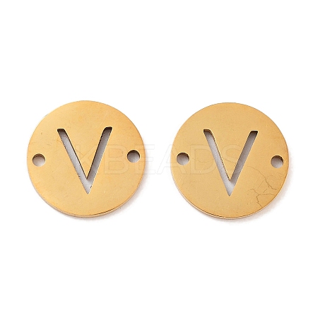 PVD Vacuum Plating 201 Stainless Steel Hollow Flat Round Links FIND-R149-03V-G-1