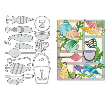 Fishing Theme Carbon Steel Cutting Dies Stencils DIY-WH0309-1488-1