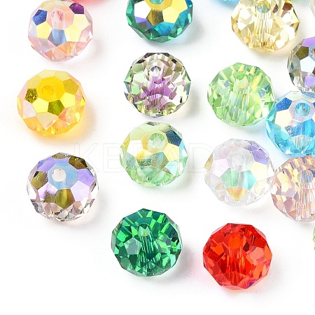 Faceted Transparent Glass Beads GLAA-E047-01B-1
