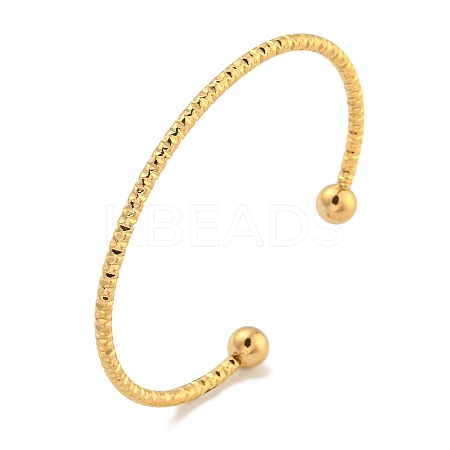 Ion Plating(IP) Textured 304 Stainless Steel Cuff Bangles BJEW-P331-11G-1