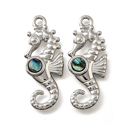 304 Stainless Steel Pave Natural Paua Shell Pendants STAS-C122-21D-01P-1