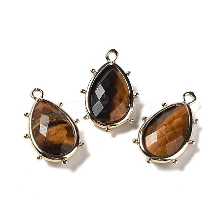 Natural Tiger Eye Pendants G-B009-02G-O-1