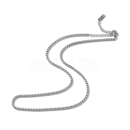Non-Tarnish 304 Stainless Steel Box Chain Necklace for Men Women NJEW-K245-020B-1