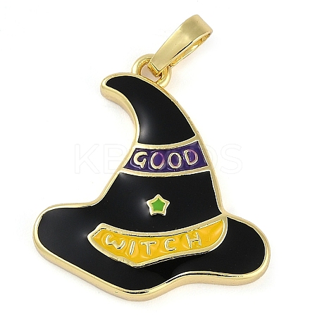 Halloween Rack Plating Brass Enamel Pendants KK-U032-11C-G-1