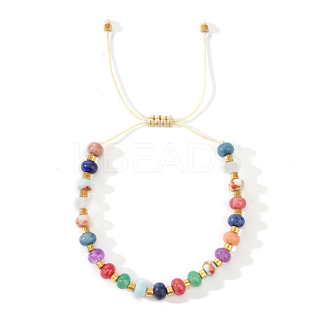 Natural Mixed Stone Rondelle Braided Bracelets for Women FG7638-1