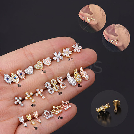 Brass Micro Pave Clear Cubic Zirconia Cartilage Earrings WGF4DCF-16-1