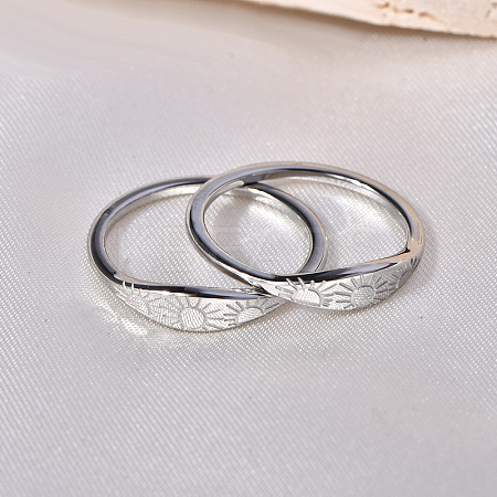 Sun Pattern 304 Stainless Steel Finger Rings FS-WG90263-11-1