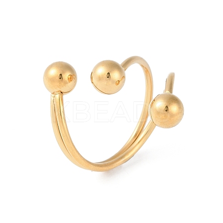 Ion Plating(IP) 304 Stainless Steel Round Open Cuff Rings RJEW-S418-05G-1