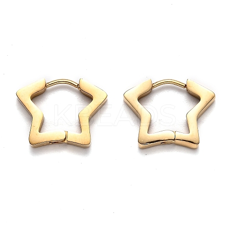 304 Stainless Steel Star Huggie Hoop Earrings STAS-J033-07G-1