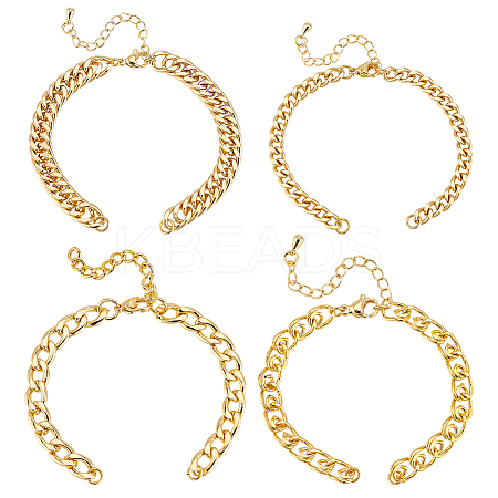 4Pcs 4 Styles Rack Plating Brass Twisted Chain Bracelet Making KK-PH0010-82-1