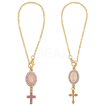 2Pcs 2 Colors Alloy Enamel with Rhinestone Pendant Decorations HJEW-DR00209-1