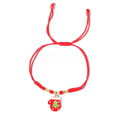 Christmas Theme Adjustable Glass Braided Bead Bracelets KU7827-2-1